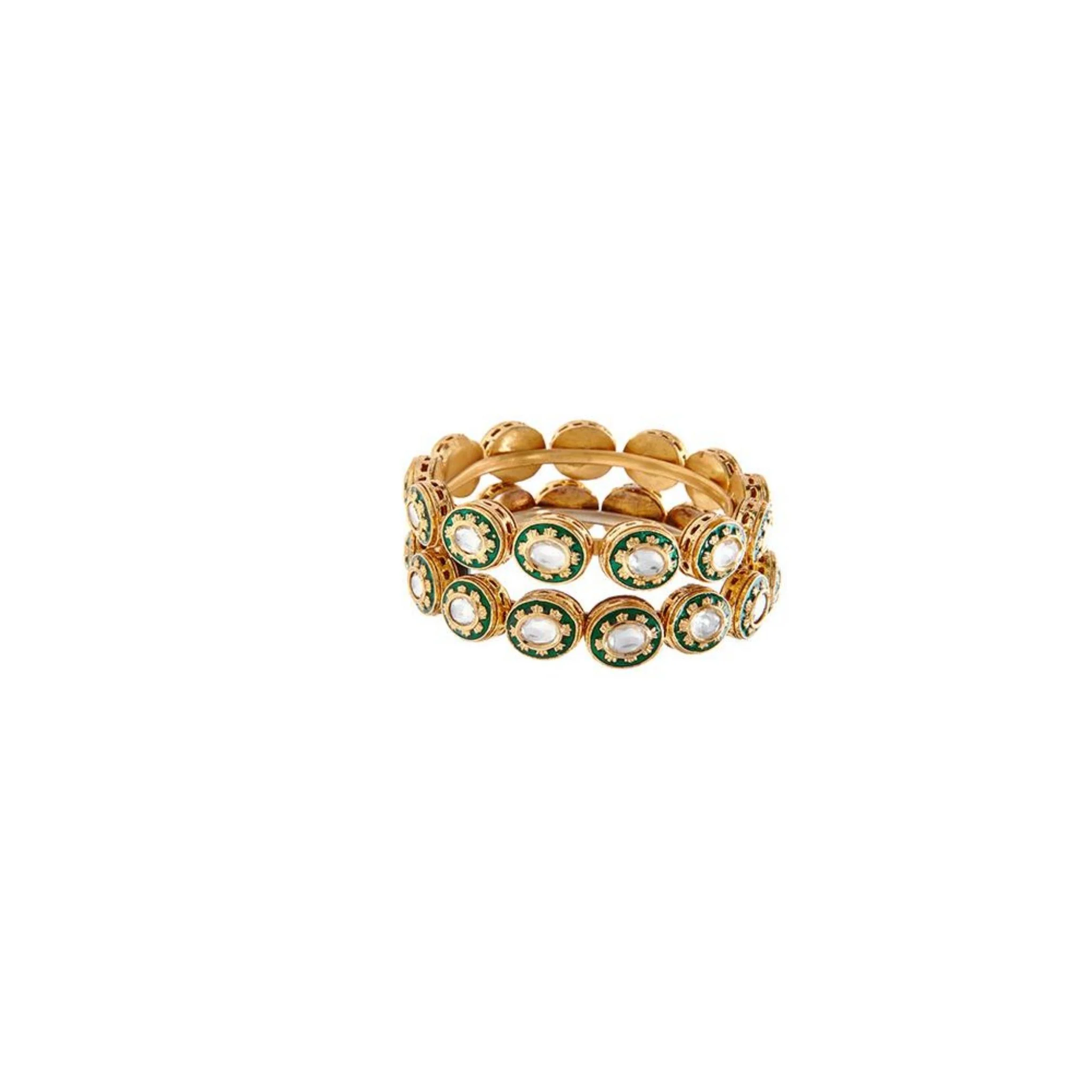 Aadhira Green Meenakari Polki Bangle