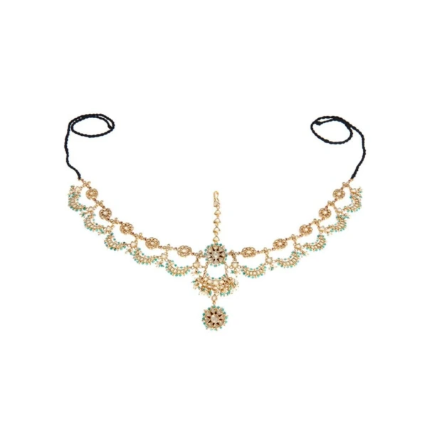 Aaradhya Green Kundan Double-Layer Mathapatti