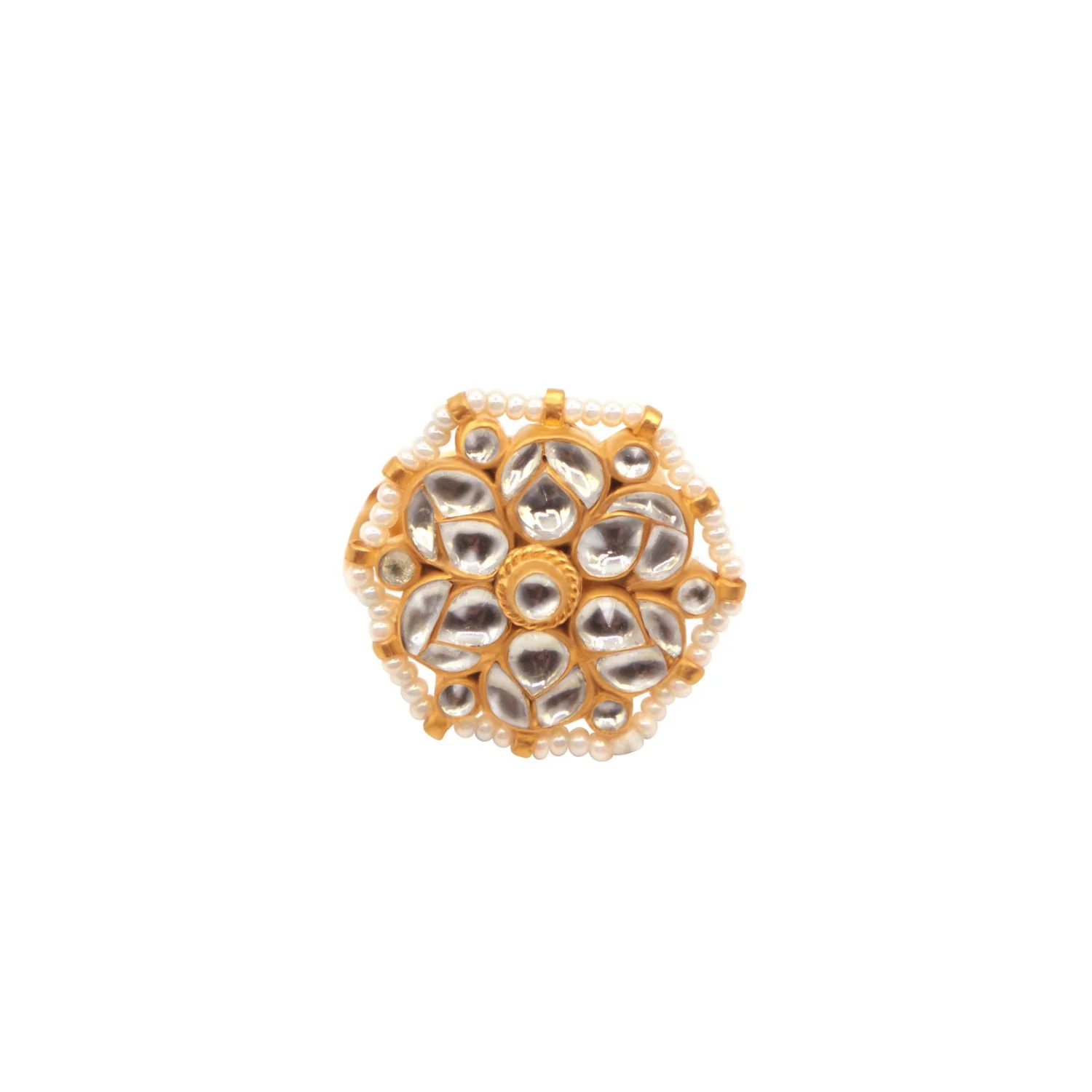 Aarvika Gold Kundan Statement Ring