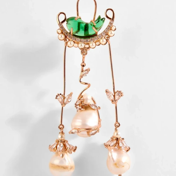 Verdant Dewdrop Rose Gold Earrings