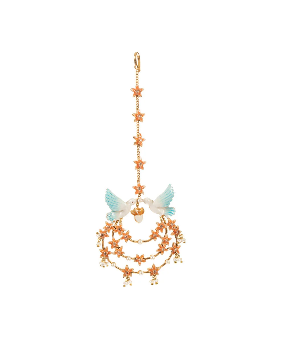 Aaranya Blue & Peach Floral Tikka