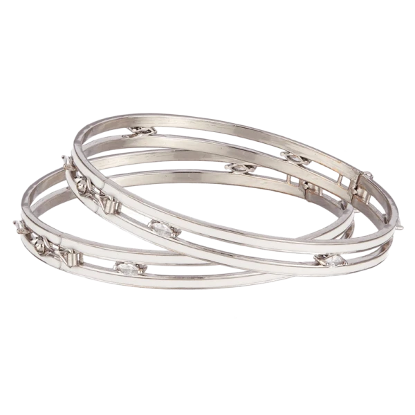Elara Crystal Silver Bangles